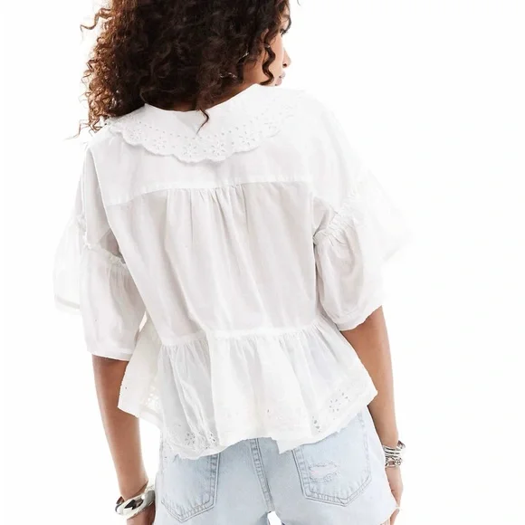Free People White Eyelet Blouse - Picture 2 of 9
